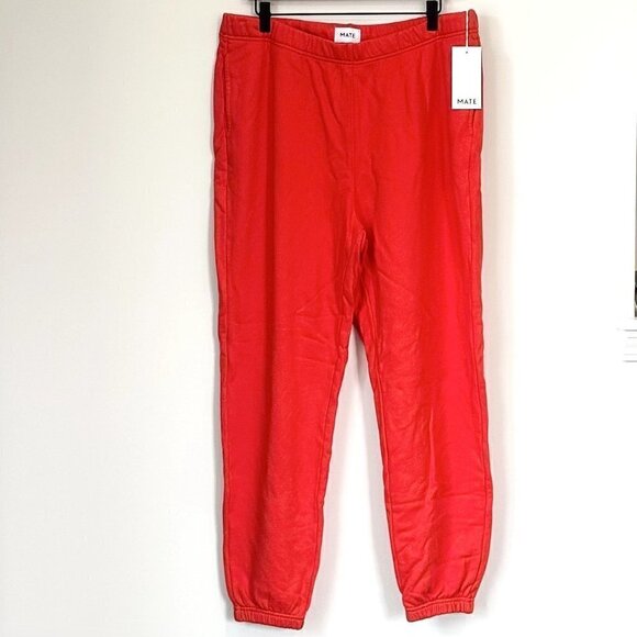 NWT MATE the Label Organic Red Fleece Relaxed Pocket Sweatpants - 1X - Picture 2 of 9